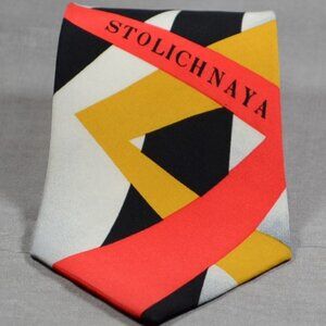 Vintage Stolichnaya Cristall Vodka Silk Necktie Signed Kristina.